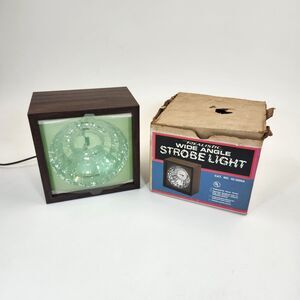 Realistic Wide Angle Strobe Light on Box Vintage 1980's Working Bulb Halloween